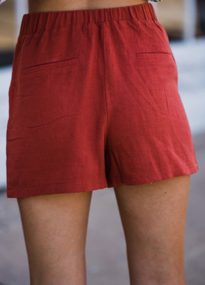 Rusty in Linen Front Button Short