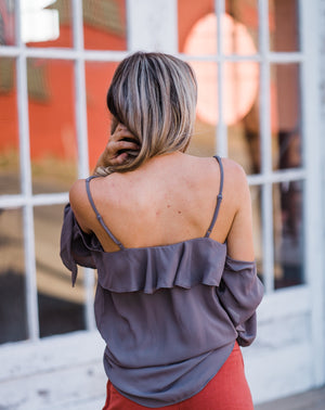 Cold Shoulder Top - Charcoal