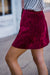 Velma in Velvet Front Button Skirt - Wine