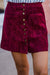 Velma in Velvet Front Button Skirt - Wine