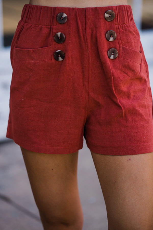 Rusty in Linen Front Button Short