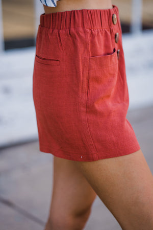 Rusty in Linen Front Button Short