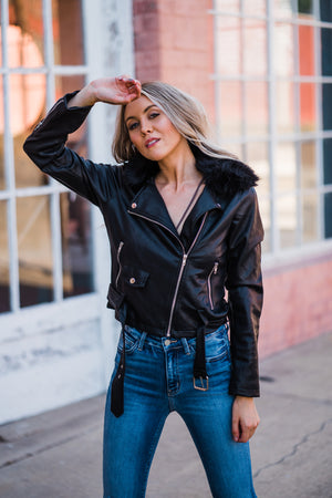 Faux Fur Lined Moto Jacket