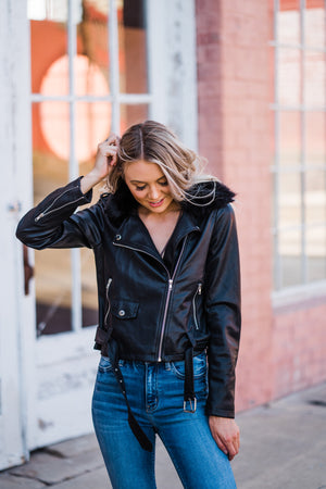 Faux Fur Lined Moto Jacket