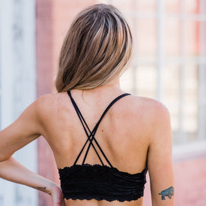 Diamond Back Longline Bralette - Black