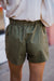 Belted Linen Short - Dark Olive