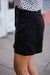 Velma in Velvet Front Button Skirt - Black